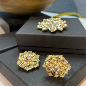 Vintage Brooch & Clip Earrings